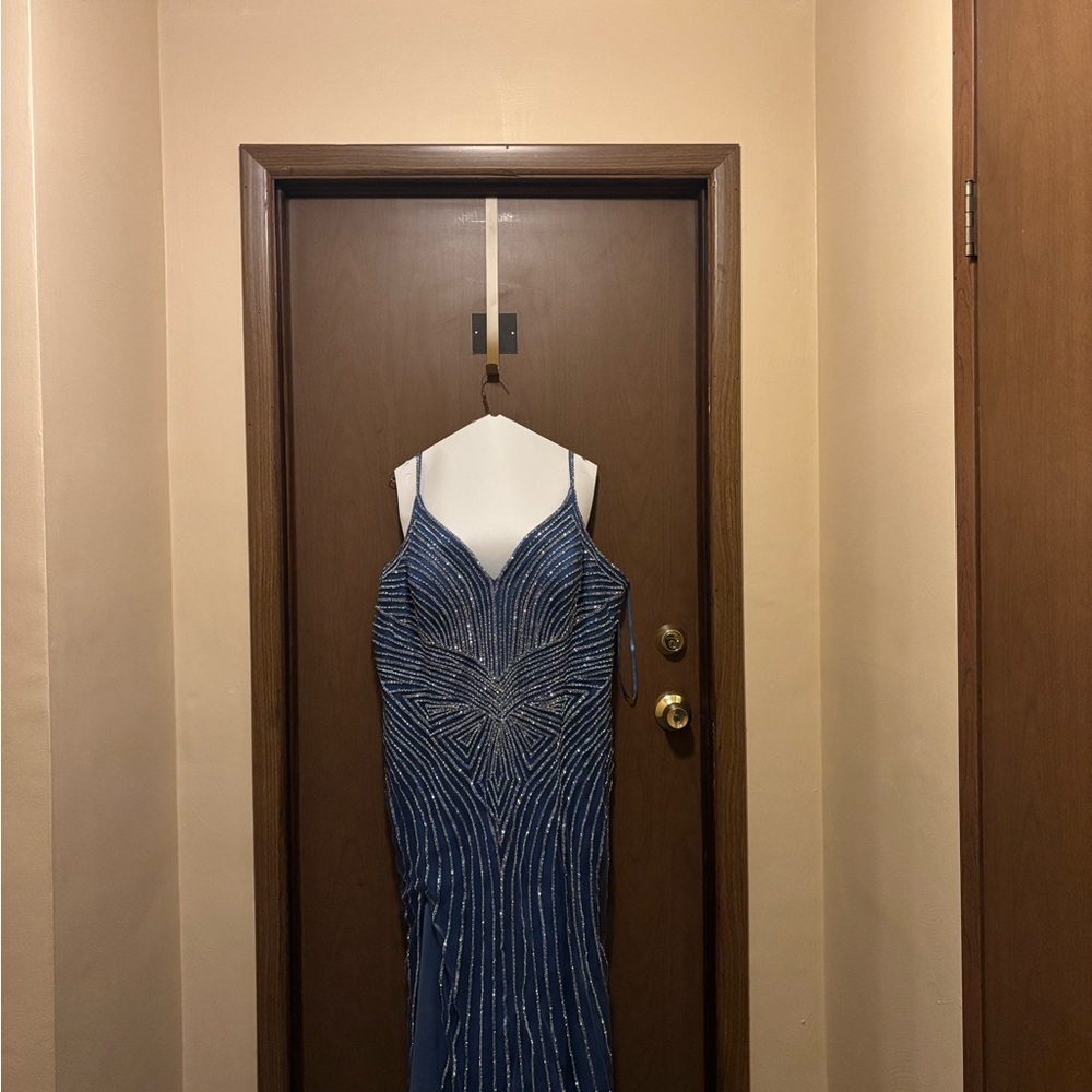 Glamorous Sapphire Beaded Gown